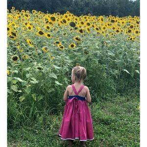 Girls Flowy Pink Dress- fits like 3/4 T - adjustable tie around neck